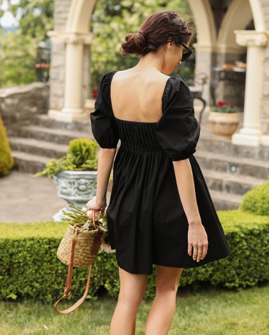 Сукня з об'ємними рукавами та імітацією корсета від FASHIONISTA чорний