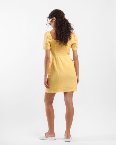 Сукня лляна з розрізом від FASHIONISTA жовтий