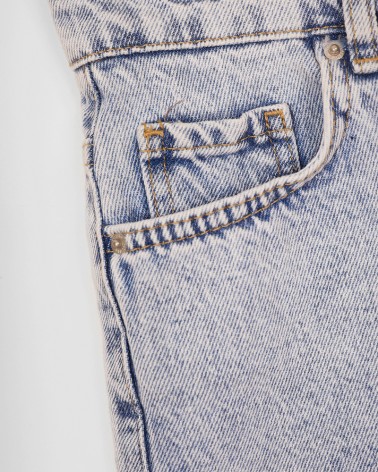 Шорти джинсові з діагональною застібкою від FASHIONISTA блакитний