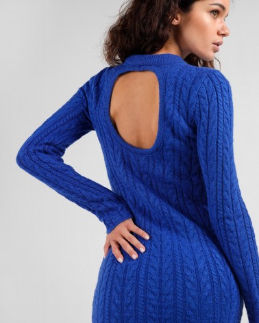 Сукня трикотажна з вирізом на спині від FASHIONISTA синій