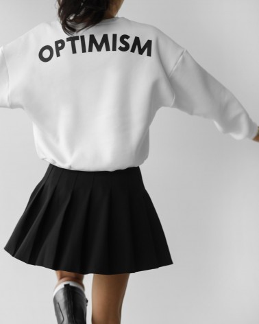 Світшот з написом "Optimism" від FASHIONISTA білий