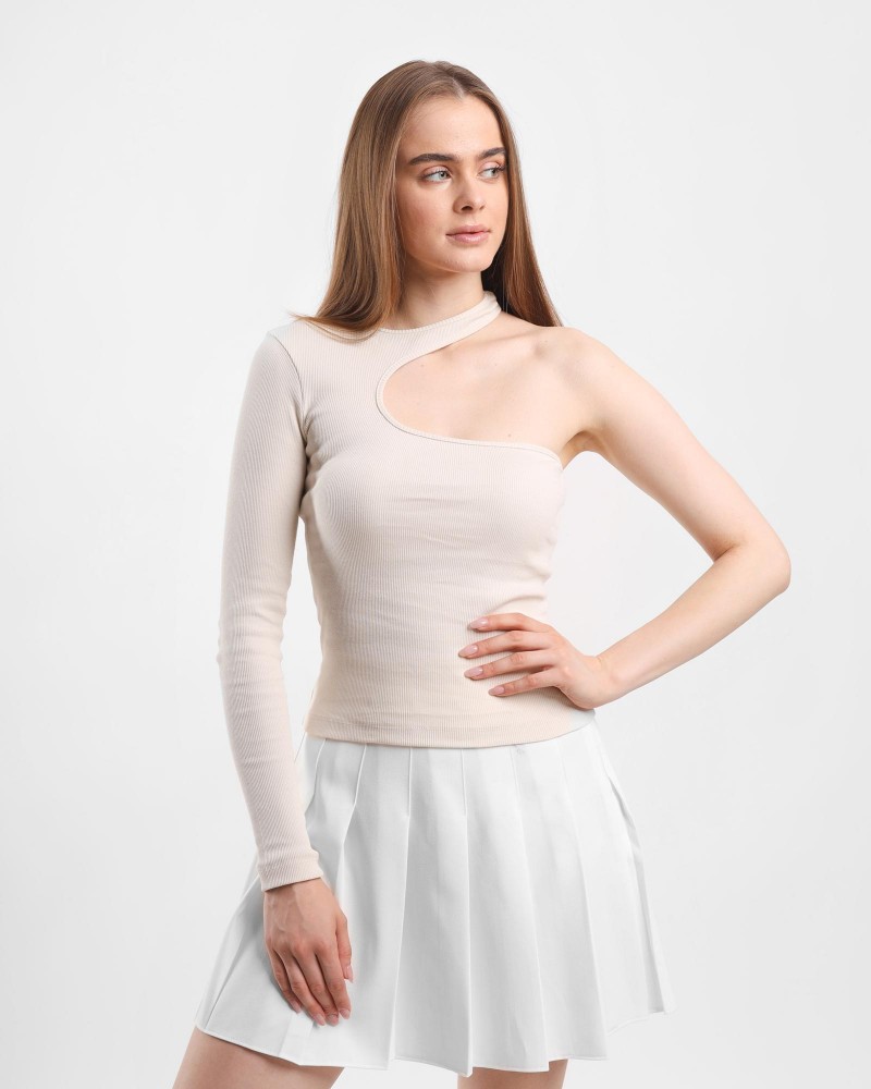 Джемпер з вирізом від FASHIONISTA світло-бежевий Джемпер з вирізом від FASHIONISTA світло-бежевий