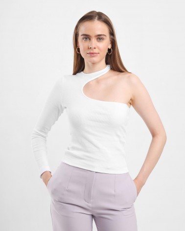 Джемпер з вирізом від FASHIONISTA білий