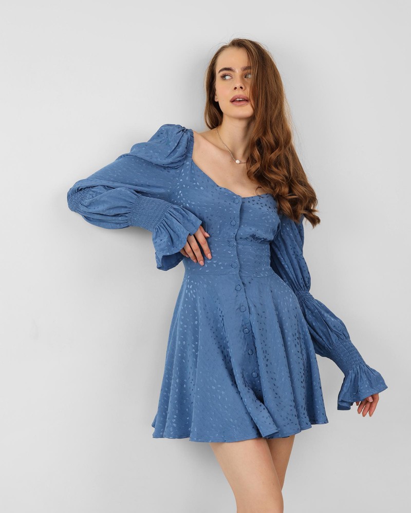 Сукня з однотонною вишивкою від FASHIONISTA синій