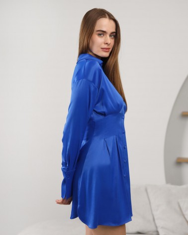 Сукня-сорочка сатинова з виточками від FASHIONISTA яскраво-синій