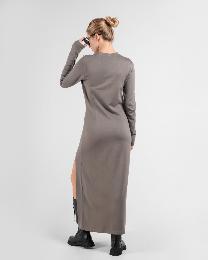 Сукня прямого крою з розрізом  від FASHIONISTA сірий