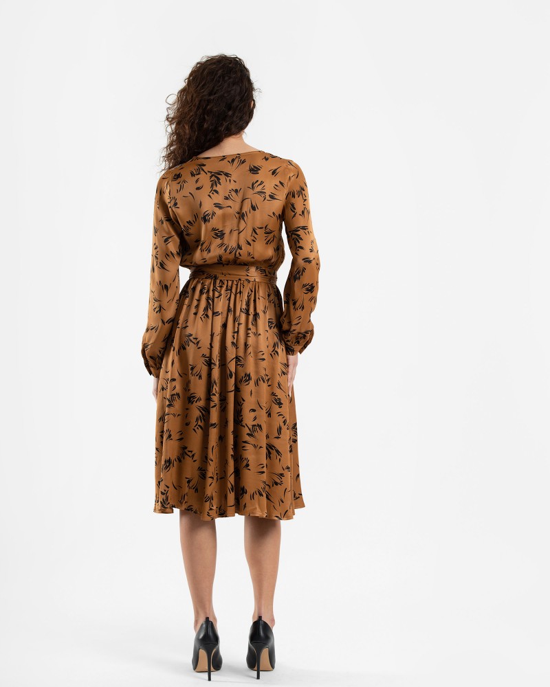 Сукня міді з абстрактним принтом від FASHIONISTA рудий