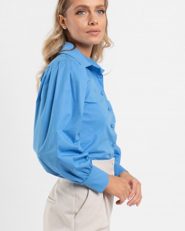 Сорочка BASIC з об'ємними рукавами від FASHIONISTA синій