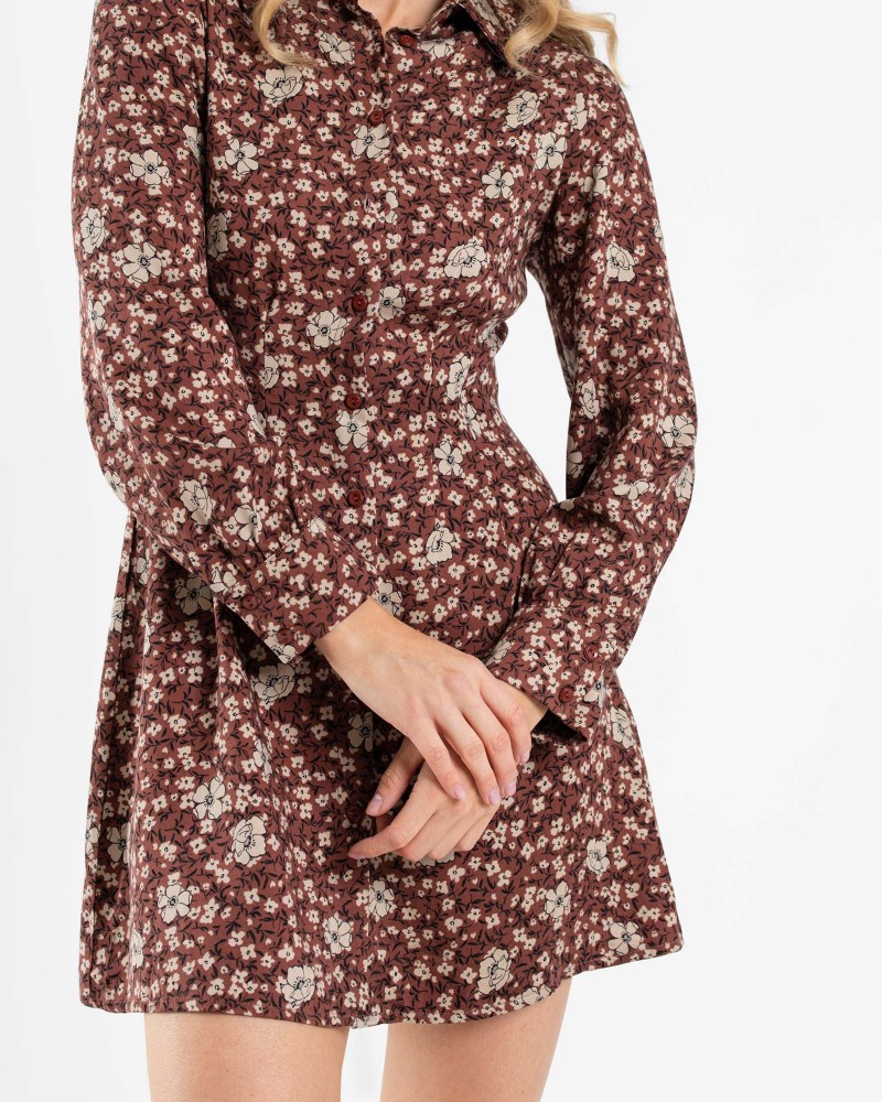 Сукня-сорочка з квітковим принтом та виточками від FASHIONISTA бордовий