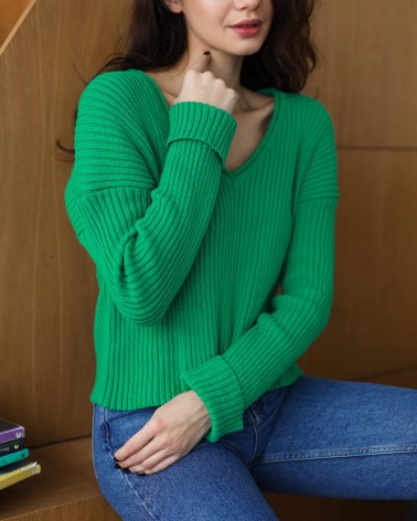 Пуловер однотонний від FASHIONISTA зелений