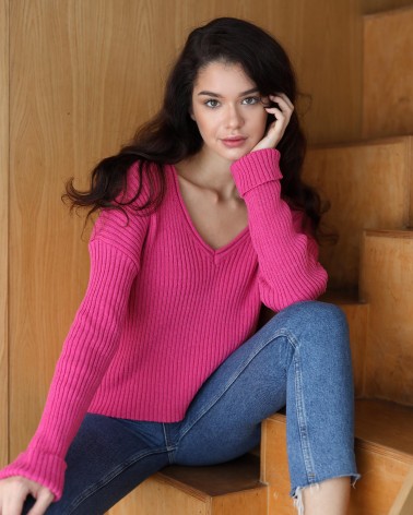 Пуловер однотонний від FASHIONISTA рожевий