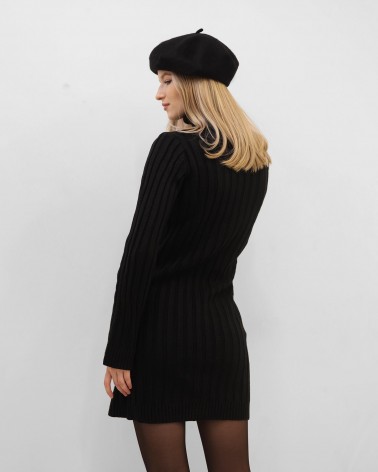 Сукня з об'ємною в'язкою та високою горловиною від FASHIONISTA чорний