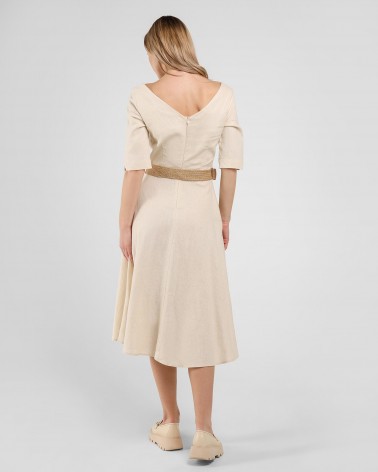 Сукня з солом'яним поясом від FASHIONISTA світло-бежевий