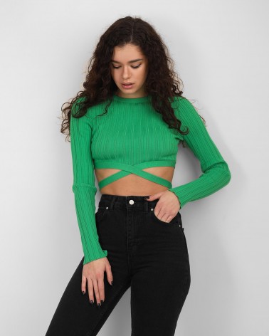 Джемпер з зав'язкою від FASHIONISTA зелений