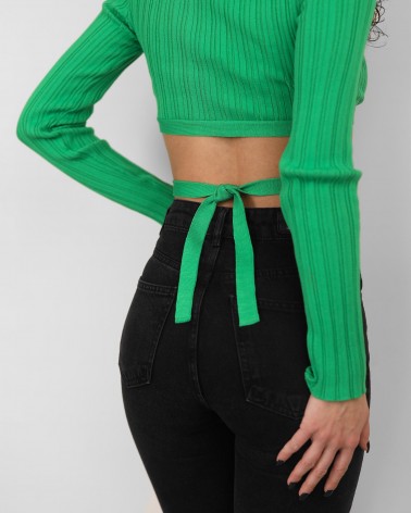 Джемпер з зав'язкою від FASHIONISTA зелений