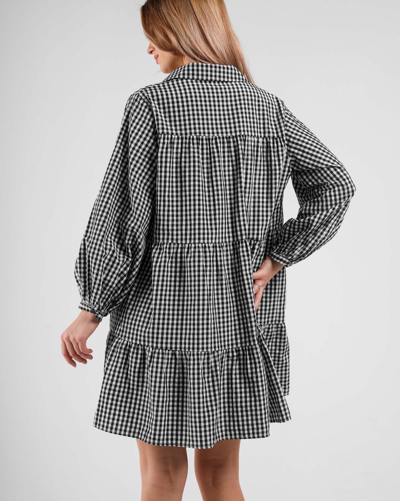 Сукня-сорочка в дрібну клітинку від FASHIONISTA чорно-білий