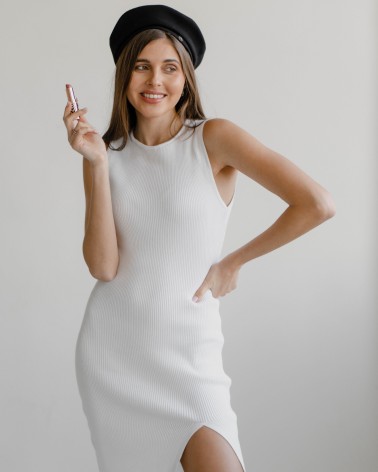Сукня Texture однотонна з розрізом від FASHIONISTA білий