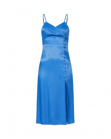Сукня-комбінація з декоративними ґудзиками та розрізом від FASHIONISTA синій