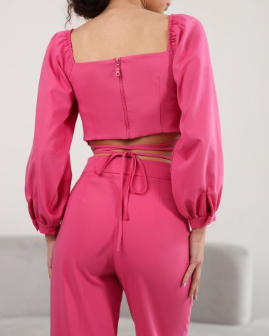 Костюм з топом та штанами прямого крою від FASHIONISTA рожевий
