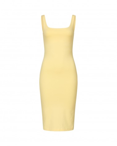 Сукня силуетна з прямокутним вирізом та розрізом ззаду від FASHIONISTA жовтий