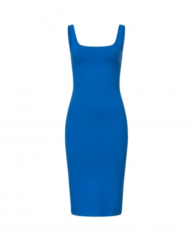 Сукня силуетна з прямокутним вирізом та розрізом ззаду від FASHIONISTA синій