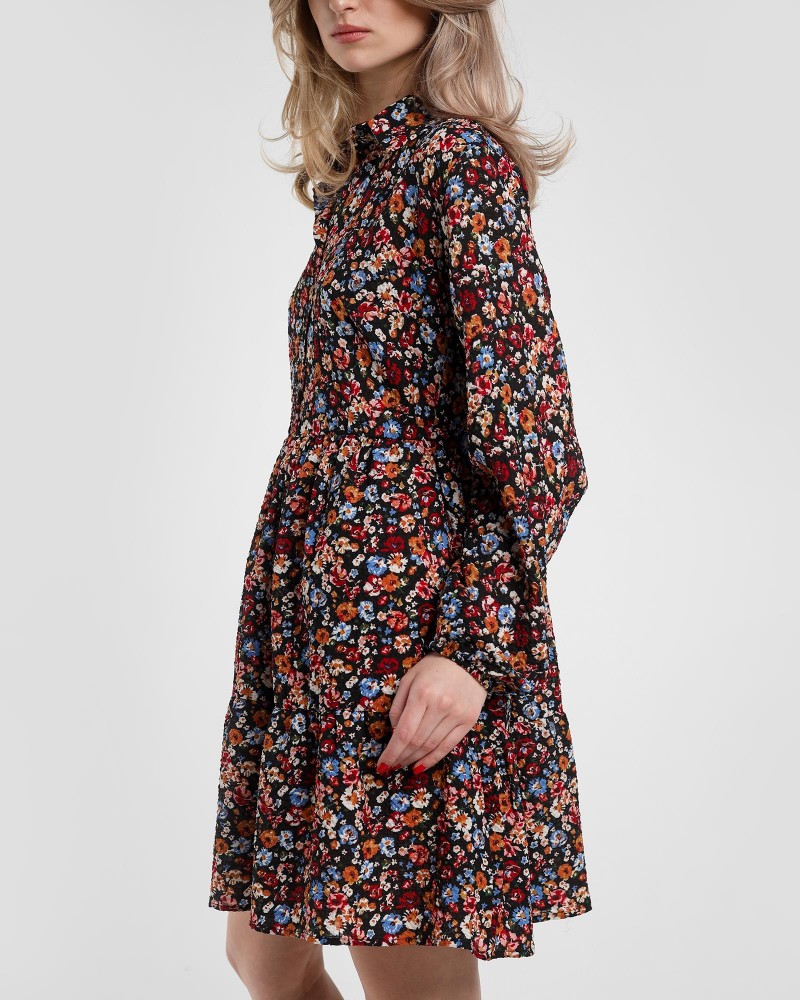 Сукня-сорочка з квітковим принтом від FASHIONISTA чорний