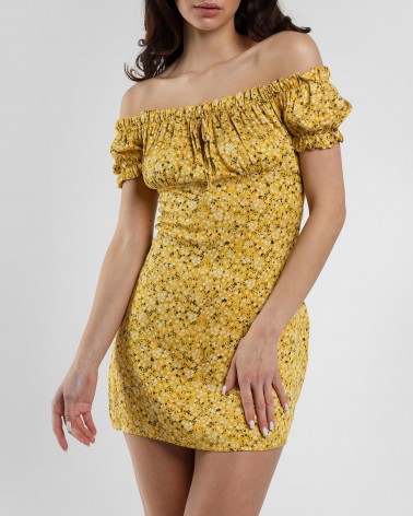 Сукня з квітковим принтом та зав'язкою спереду від FASHIONISTA жовтий
