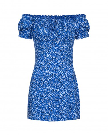 Сукня з квітковим принтом та зав'язкою спереду від FASHIONISTA синій
