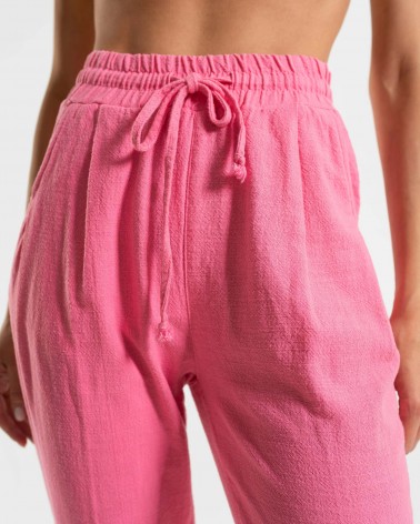 Штани-джогери текстуровані із завернутим низом від FASHIONISTA рожевий