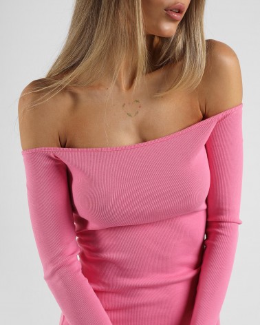 Сукня Ribbed з відкритими плечима від FASHIONISTA рожевий
