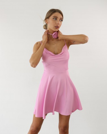 Сукня сатинова Fancy з аксесуаром від FASHIONISTA рожевий