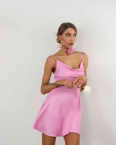 Сукня сатинова Fancy з аксесуаром від FASHIONISTA рожевий
