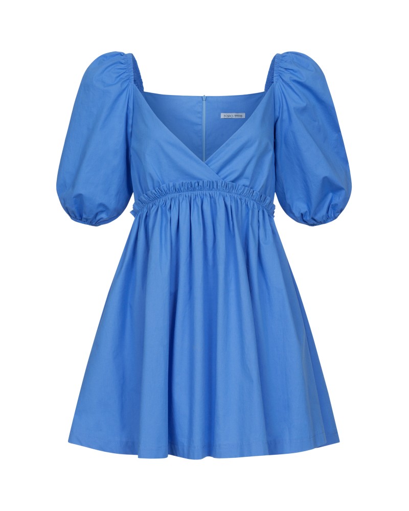 Сукня однотонна з V-вирізом та драпірованим поясом від FASHIONISTA синій