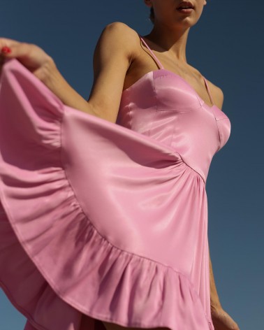 Сукня Fancy з імітацією бюстьє та спідницею-кльош від FASHIONISTA рожевий
