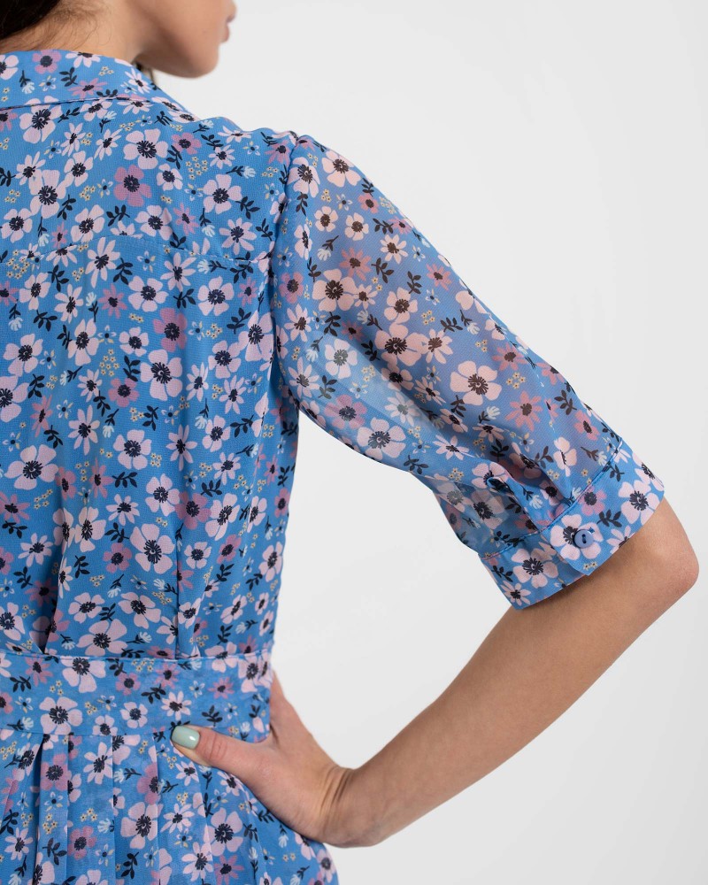 Сукня-сорочка з квітковим принтом від FASHIONISTA блакитний
