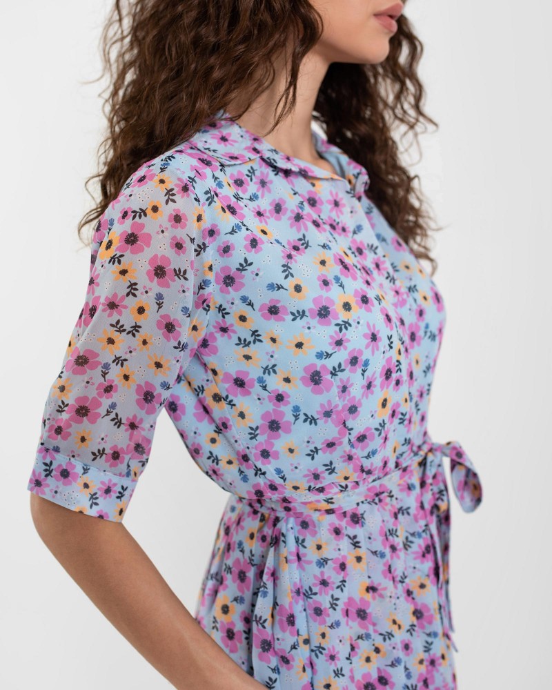 Сукня-сорочка з квітковим принтом від FASHIONISTA ліловий