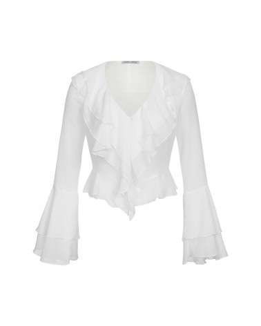 Блуза Tenderness з рюшами та ґудзиками-перлинками від FASHIONISTA білий