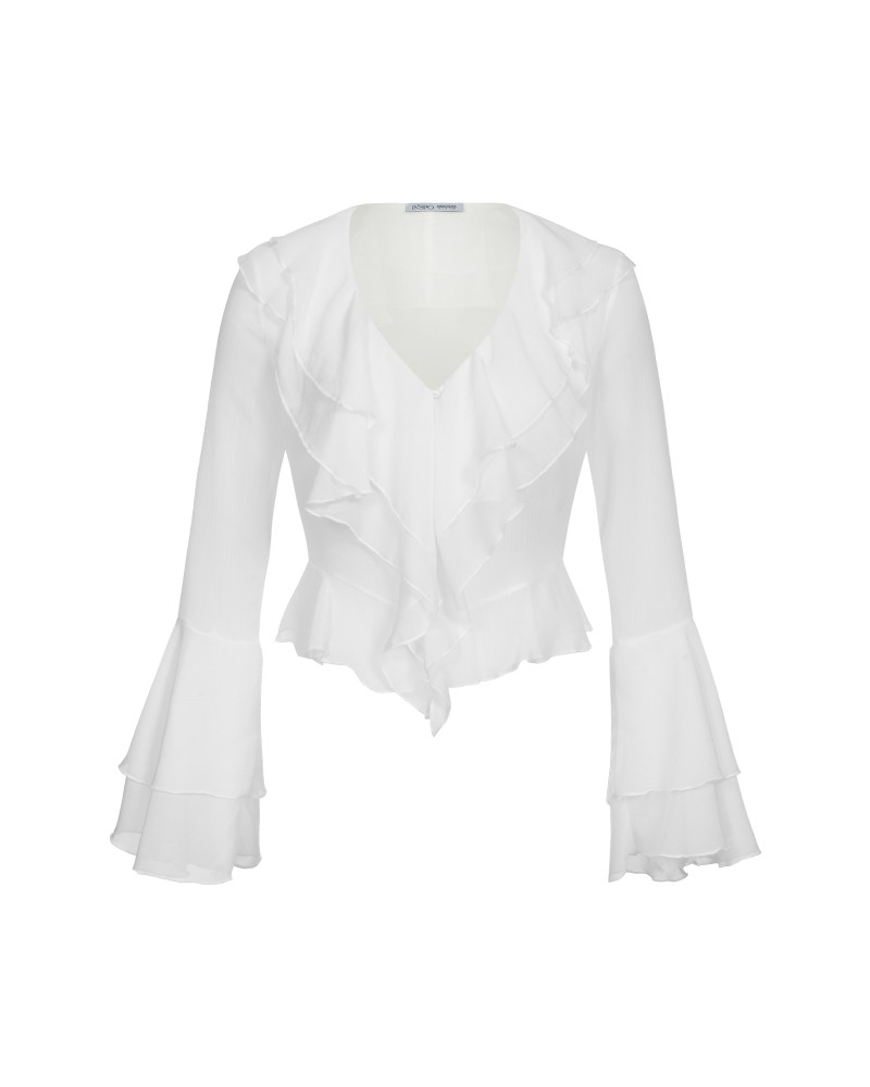 Блуза Tenderness з рюшами та ґудзиками-перлинками від FASHIONISTA білий