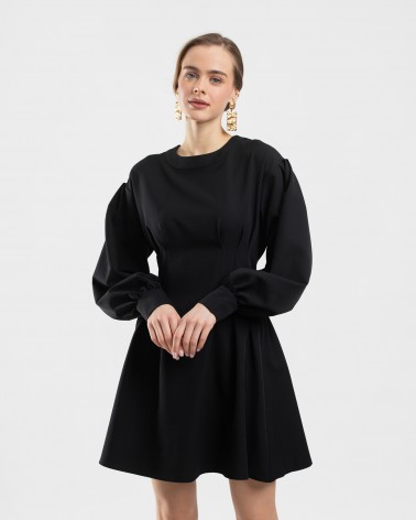 Сукня з виточками та спідницею-кльош від FASHIONISTA чорний