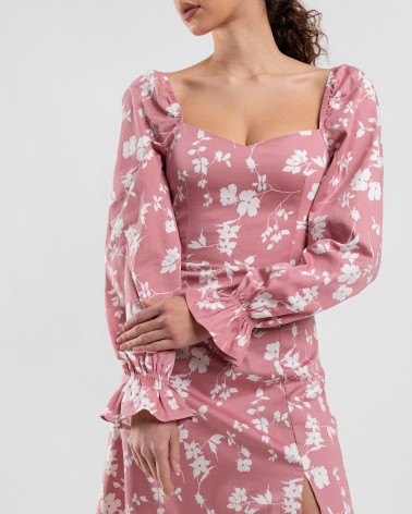 Сукня з квітковим принтом та рюшами на рукавах
 від FASHIONISTA рожевий