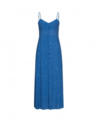 Сукня Polka Dot з ґудзиками та розрізом спереду від FASHIONISTA синій