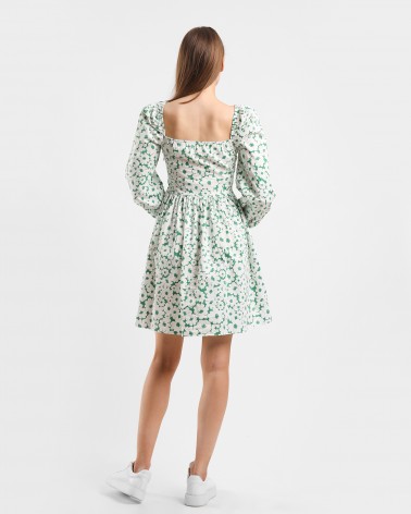 Сукня квітковим принтом та спідницею-кльош від FASHIONISTA зелений