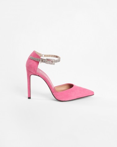 Туфлі замшеві з сяючою застібкою від FASHIONISTA яскраво-рожевий