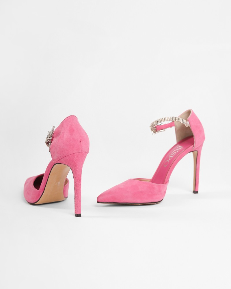 Туфлі замшеві з сяючою застібкою від FASHIONISTA яскраво-рожевий