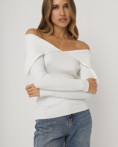 Пуловер Original з широким коміром від FASHIONISTA білий