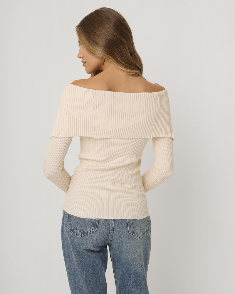 Пуловер Original з широким коміром від FASHIONISTA світло-бежевий