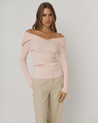 Пуловер Original з широким коміром від FASHIONISTA світло-рожевий