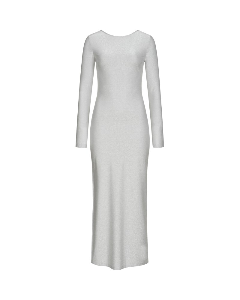 Сукня максі Shiny з розрізом від FASHIONISTA срібний