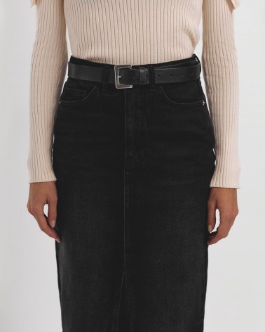 Спідниця максі джинсова з розрізом спереду від FASHIONISTA чорний