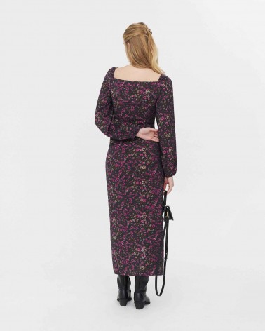 Сукня Purple Flowers з імітацією бюстьє та розрізом від FASHIONISTA темно-зелений